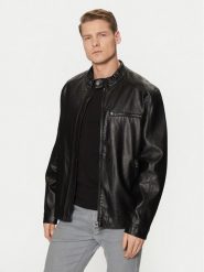 Guess Kurtka z imitacji skóry M5RL00 WGU60 Czarny Regular Fit. Czarne kurtki Guess, m, z aplikacjami, ze skóry, bez kaptura. Za 539.99 zł.