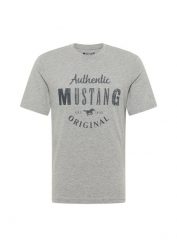 Męski T-Shirt Mustang Style Alex C Print Mid Grey Mélange 1012988 4140. Szare t-shirty Mustang, m, bez wzorów, bez kołnierzyka, bez ramiączek. Za 79.99 zł.