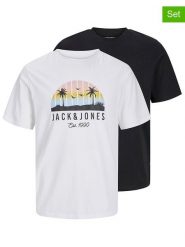 Jack & Jones Koszulki (2 szt.) w kolorze białym i czarnym rozmiar: S. Białe bezrękawniki Jack & Jones, s, bez wzorów, z bawełny, bez kołnierzyka, bez ramiączek. Za 70.74 zł.