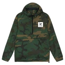 Wodoodporna kurtka męska z kapturem – kurtka przeciwwiatrowa (Kamuflaż). Brązowe kurtki SURF MONKEY, m, bez wzorów, z softshellu, z kapturem. Za 349.95 zł.