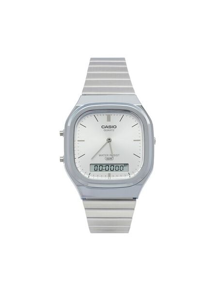 Casio Zegarek AQ-240E-7AEF Srebrny. Szare, analogowe zegarki Casio, srebrne. Za 269.99 zł.