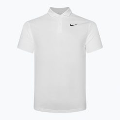 Koszulka tenisowa męska Nike Court Dri-Fit Polo Solid. Białe koszulki polo Nike, l, bez wzorów, bez kołnierzyka, bez ramiączek. Za 189.99 zł.