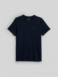 4F T-shirt slim gładki męski - granatowy S. Niebieskie t-shirty 4F, m, bez wzorów, z dzianiny, bez kołnierzyka, bez ramiączek. Za 69.99 zł.