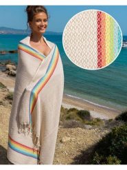Samimi Chusta hammam "Rainbow" w kolorze beżowym ze wzorem - 180 x 100 cm rozmiar: onesize. Brązowe szaliki Samimi, bez wzorów, z bawełny. Za 77.45 zł.