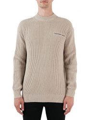 Calvin Klein Sweter w kolorze beżowym rozmiar: XXL. Brązowe swetry nierozpinane CALVIN KLEIN, xxl, bez wzorów, z bawełny, bez kołnierzyka, bez ramiączek. Za 221.95 zł.