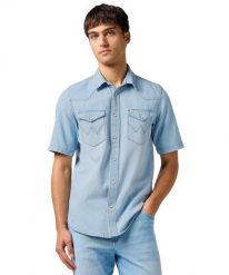 MESKA KOSZULA WRANGLER SS WESTERN SHIRT AUTHENTIC TINT 112362742. Koszule Wrangler, xl, bez wzorów, bez kołnierzyka, bez ramiączek. Za 109.99 zł.