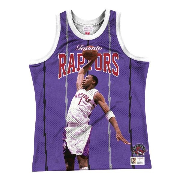 Koszulka bezrękawnik Mitchell & Ness NBA Toronto Raptors Tracy Mcgrady. Fioletowe bezrękawniki Mitchell & Ness, bez wzorów, bez kołnierzyka, bez ramiączek. Za 228.85 zł.