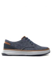 Skechers Półbuty Ederson 65981/NVY Granatowy. Niebieskie eleganckie półbuty Skechers, bez wzorów, z materiału, bez obcasa, bez zapięcia. Za 259.99 zł.