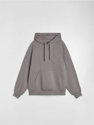 Bluza z kapturem comfort fit z domieszką bawełny - szary. Szare bluzy z kapturem Sinsay, l, bez wzorów, z bawełny, z kapturem. Za 39.99 zł.
