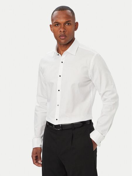HUGO Koszula Kamir 50566484 Biały Slim Fit. Białe koszule Hugo, m, bez wzorów, z bawełny, bez kołnierzyka, bez ramiączek. Za 549.99 zł.