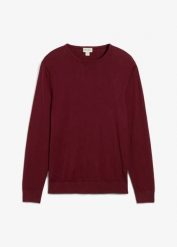 Cienki sweter z wysokogatunkowej wełny merino. Czerwone swetry nierozpinane bonprix, l, bez wzorów, z bawełny, bez kołnierzyka, bez ramiączek. Za 124.99 zł.