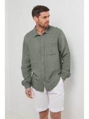 Rodier Lin Lniana koszula w kolorze khaki rozmiar: XL/XXL. Brązowe koszule Rodier Lin, xl, bez wzorów, ze lnu, bez kołnierzyka, bez ramiączek. Za 127.65 zł.