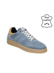 Bullboxer Skórzane sneakersy w kolorze niebieskim rozmiar: 42. Niebieskie buty sportowe casual Bullboxer, bez wzorów, ze skóry, bez zapięcia. Za 258.52 zł.