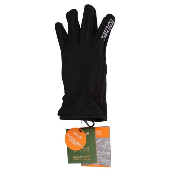 Rękawiczki do smartfona Gloves II. Czarne rękawiczki Regatta, bez wzorów, z materiału. Za 112.75 zł.