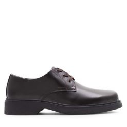 Półbuty Badura. Brązowe eleganckie półbuty Badura, bez wzorów, bez obcasa, bez zapięcia. Za 279.99 zł.