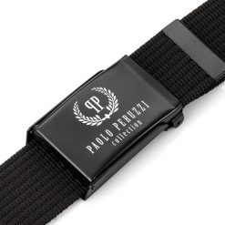 Pasek parciany PAOLO PERUZZI PW-12-95 cm czarny. Czarne paski Paolo Peruzzi, bez wzorów, z materiału. Za 34.99 zł.