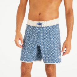 Spodenki surfingowe długie męskie Olaian 500 18" Surfingsun. Niebieskie odzież kąpielowa OLAIAN, m, bez wzorów, z elastanu, sportowe. Za 79.99 zł.