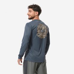 Koszulka UV surfingowa męska Decathlon Water T-shirt Surfwchill długi rękaw. Szare bluzki z długim rękawem Decathlon, m, bez wzorów, z dzianiny, bez kołnierzyka, bez ramiączek. Za 59.99 zł.