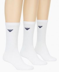 Skarpety męskie Emporio Armani Calza 3-Pack. Białe skarpety Emporio Armani Connected, bez wzorów, z bawełny. Za 93.90 zł.