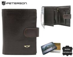 Portfel skórzany PETERSON PTN 22308L-VT czarny. Czarne portfele Peterson, bez wzorów. Za 101.99 zł.