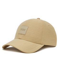 Czapka z daszkiem BOSS. Brązowe czapki z daszkiem Boss, bez wzorów. Za 189.99 zł.