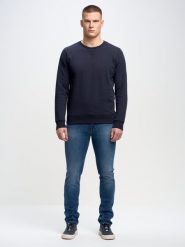 Bluza męska granatowa Marltones 403. Niebieskie bluzy BIG STAR, l, bez wzorów, z bawełny, bez kaptura. Za 199.99 zł.