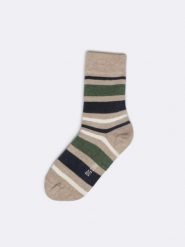 Skarpety bawełniane męskie w kolorowe paski beżowe Ismaelo 801. Brązowe skarpety BIG STAR, bez wzorów, z bawełny. Za 19.99 zł.