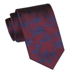 Męski Krawat - Angelo di Monti - Bordo, Motyw Roślinny. Czerwone krawaty i muchy Angelo di Monti, bez wzorów, z tkaniny. Za 45.00 zł.