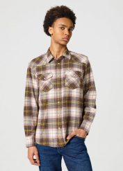 WRANGLER MĘSKA KOSZULA WESTERN SHIRT GINGERBREAD 112357247 W5B4014345. Koszule Wrangler, m, bez wzorów, bez kołnierzyka, bez ramiączek. Za 179.99 zł.