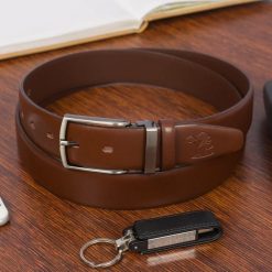 Pasek skórzany BELTIMORE r.130-145 cm E37 brązowy. Brązowe paski bez wzorów, klasyczne. Za 59.99 zł.