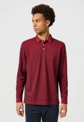 WRANGLER MĘSKA KOSZULKA LS REFINED POLO RED 112357286 W8F3018117. Czerwone koszulki polo Wrangler, m, bez wzorów, bez kołnierzyka, bez ramiączek. Za 89.99 zł.