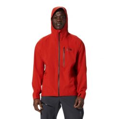 Rozciągliwa kurtka turystyczna Mountain Hardwear Ozonic. Czerwone kurtki MOUNTAIN HARDWEAR, m, bez wzorów, bez kaptura. Za 810.65 zł.