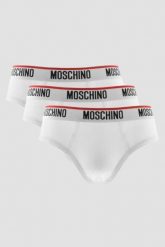 MOSCHINO Białe męskie slipy trzypak, Rozmiar S. Białe slipki MOSCHINO, m, bez wzorów. W wyprzedaży za 199.99 zł.
