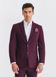 PAKO LORENTE - Bordowa marynarka garniturowa. Czerwone marynarki Pako Lorente, m, bez wzorów, z elastanu, młodzieżowe. Za 699.99 zł.