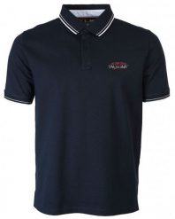 Koszulka POLO z Kołnierzykiem, Granatowa Krótki Rękaw -PAKO JEANS. Niebieskie bluzki z długim rękawem Pako Jeans, m, bez wzorów, z bawełny, bez kołnierzyka, bez ramiączek. Za 119.00 zł.