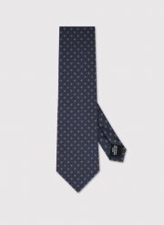 PAKO LORENTE – Granatowy krawat w mikrowzór. Niebieskie krawaty i muchy Pako Lorente, bez wzorów, z poliesteru. Za 99.99 zł.