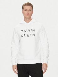 Calvin Klein Bluza Enlarged Logo K10K114261 Biały Regular Fit. Białe bluzy CALVIN KLEIN, m, bez wzorów, z bawełny, bez kaptura. Za 259.99 zł.