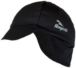 Czapka pod kask softshell Rogelli PROTTETIVO. Czarne czapki z daszkiem Rogelli, na zimę, bez wzorów, z materiału. Za 91.25 zł.