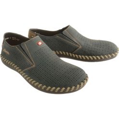RIEKER B2487-14 blue, półbuty/mokasyny męskie. Niebieskie eleganckie półbuty Rieker, bez wzorów, bez obcasa, bez zapięcia. Za 269.90 zł.