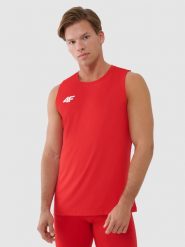 4F Tank top treningowy szybkoschnący męski - czerwony XS. Czerwone t-shirty 4F, m, bez wzorów, z dzianiny, bez kołnierzyka, bez ramiączek. Za 119.99 zł.