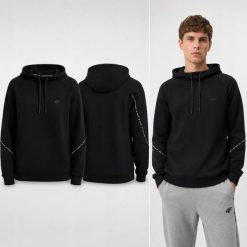 BLUZA MĘSKA 4F DRESOWA NIEROZPINANA Z KAPTUREM L M2238 KOLOR CZARNY. Czarne bluzy z kapturem 4F, l, bez wzorów, z dresówki, z kapturem. Za 147.00 zł.