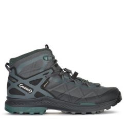 Trekkingi Aku. Szare botki sznurowane Aku, bez wzorów, bez obcasa, bez zapięcia. Za 589.99 zł.