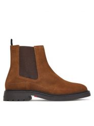 Tommy Hilfiger Sztyblety Corporate Casual Suede Chelsea FM0FM05952 Brązowy. Brązowe botki sznurowane Tommy Hilfiger, bez wzorów, ze skóry, bez obcasa, bez zapięcia. Za 649.99 zł.