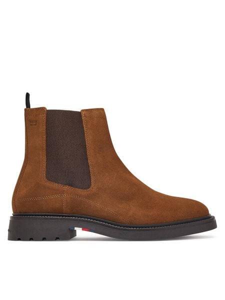 Tommy Hilfiger Sztyblety Corporate Casual Suede Chelsea FM0FM05952 Brązowy. Brązowe botki sznurowane Tommy Hilfiger, bez wzorów, ze skóry, bez obcasa, bez zapięcia. Za 649.99 zł.