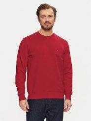Tommy Hilfiger Bluza Essential MW0MW37237 Czerwony Regular Fit. Czerwone bluzy Tommy Hilfiger, m, bez wzorów, z bawełny, bez kaptura. Za 289.99 zł.