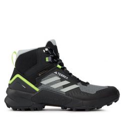 Trekkingi adidas. Czarne botki sznurowane Adidas, bez wzorów, bez obcasa, bez zapięcia. Za 479.99 zł.