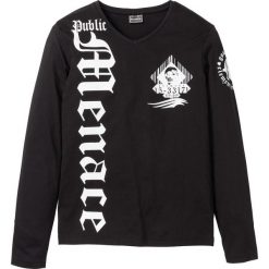 Shirt z długim rękawem Slim Fit bonprix czarny. Bluzki z długim rękawem bonprix. Za 34.99 zł.