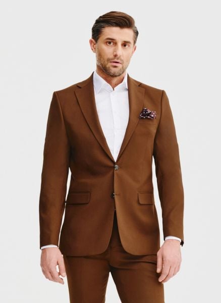 PAKO LORENTE – Brązowa marynarka garniturowa. Brązowe garnitury Pako Lorente, m, bez wzorów, z elastanu. Za 649.99 zł.