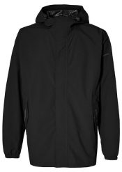 Rowerowa kurtka przeciwdeszczowa Hoga unisex, kruczoczarna. Czarne kurtki BASIL, s, bez wzorów, z materiału, bez kaptura. Za 273.95 zł.