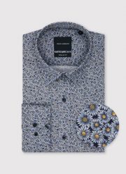 PAKO LORENTE - Granatowa koszula męska w kwiaty. Koszule Pako Lorente, m, bez wzorów, z lyocellu, bez kołnierzyka, bez ramiączek. Za 199.99 zł.